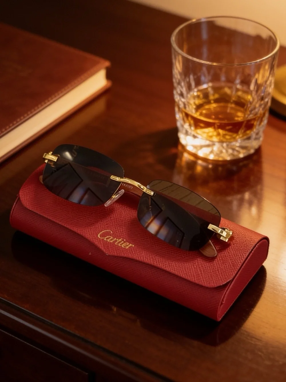 Cartier Gold and wood sunglasses Authentic